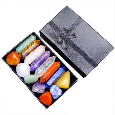 China China Natural Seven Chakras Hexagon Prism Energy Crystal Stone Set Crystals Healing Stones Crystal Craft for sale