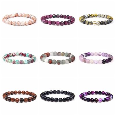 China Fashion 8mm Stone Natural Crystal Bracelet Semi-precious Stone Beaded Bracelet For Women And Men Gift for sale