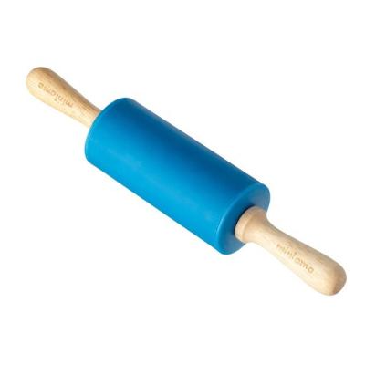 China Viable Promotional Kids Mini Rolling Pin Engraved RP-2289 Logo Custom Wooden Handle Silicone for sale