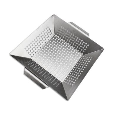 China Easily Cleaned Tray Grilling Vegetables Chicken Pieces etc Stainless Steel BBQ Grill Basket BB-1257 Barbecue Accessories Dish Basket Set for sale