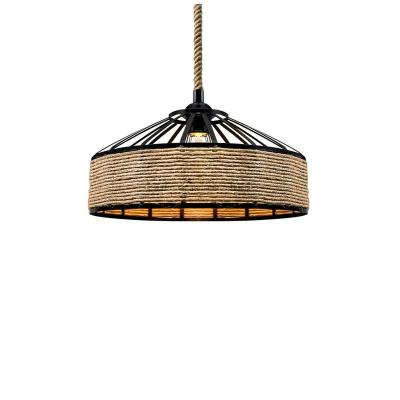 China Modern Vintage Industrial Braided Light Hemp Rope Chandelier Iron Rope Pendant Chandeliers for sale