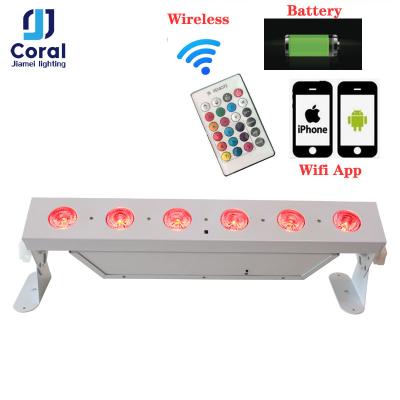 China 6x18W IR Wireless Remote Theme Park Wash Light Battery Operated 2.4G DMX LED Uplight for sale