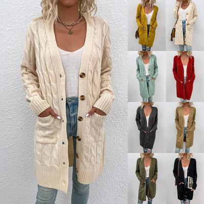 China Autumn Winter Long Breathable Twist Sweater Female Button Cardigan New For Wholesale for sale