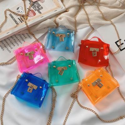 China 2021 fashion fashion Jelly Bags handbag for girls mini transparent chain handbag for sale