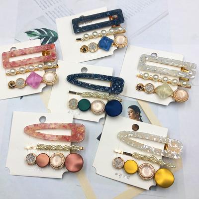 China Korean New Retro Pearl Hair Accessories Style Crystal Hair Clip Set Hair Accessories For Wholesale for sale