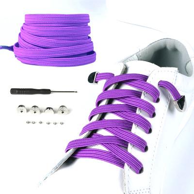 China Flat High Quality Lazy Elastic Metal Locks Laces Shoes For Boots No Tie Laces for sale