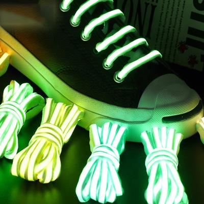 China Customized reflective yeezy oval bright lace round polyester laces fabric shoe lace for sale