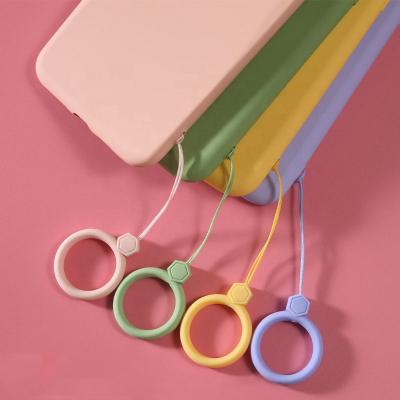 China Convenient Color Silicone Elasticity Good Quality PVC Rubber Short Phone Strap Ring Finger Lanyard for sale