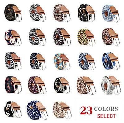 China 2020 New Men's Casual Woven Belt Polyester Fabric Stretch Waistband Fashional Braided Elastics Brown for sale