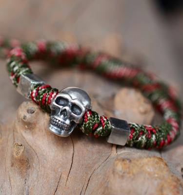 China 999 TRENDY Nylon Skull Rope Bracelet Umbrella Rope Braid Bracelets Customized Silver Skull Bracelet for sale