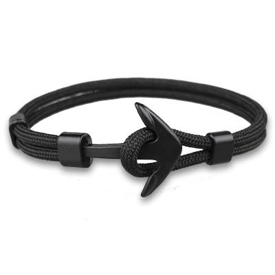 China Wholesale Anchor Rope Manufacturer Fashion Single Bracelet Casual/Sporty Metal Button Polyester Bracelet for sale