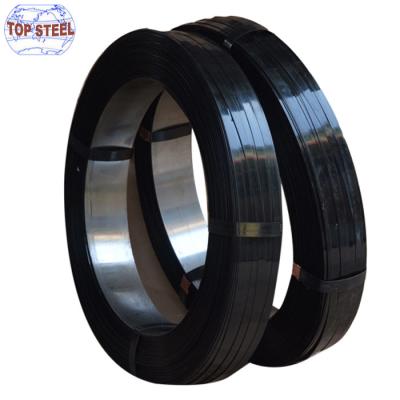 China Circle Iron Roll Wrapping Steel Wrapping Machine Black Painted C&C Steel Strip Waxed Steel Strip For Wrapping for sale