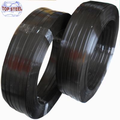 China Machine Packing Black Paint Steel Strapping Band 16 By 0.60 Shandong Steel Strapping for sale