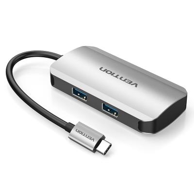 China Alloy+ABS Aluminum High Quality Type-C to USB 3.0*4/PD Hub 0.15M Gray Metal Type for sale