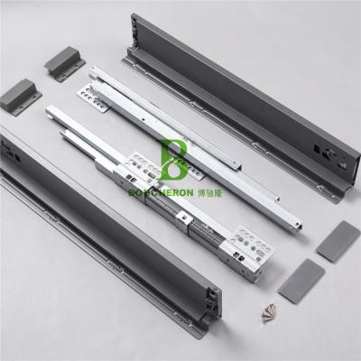 China Drawer height adjustable Â door; ± 2.5mm 86mm Height Soft Narrow Pai-BOX GRAY Metal Drawer Box Slim Drawer Box System Slim Box Slide for sale