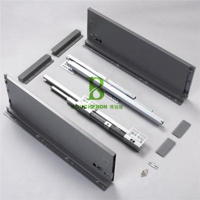 China Drawer height adjustable Â door; ± 2.5mm GRAY Drawer Box Soft Closing Slim Drawer System Double Wall Drawer Box for sale