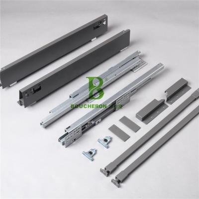 China Drawer height adjustable Â door; ± 2.5mm Double Wall Soft Close Metal Box Drawer Slide System for sale