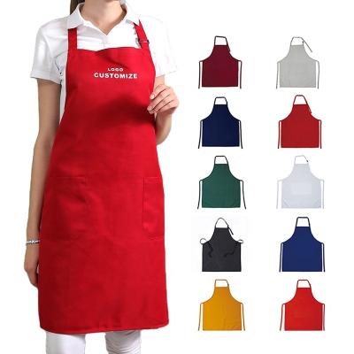 China Apron With Pockets And Logo Wholesale Custom BBQ Cotton Polyester Waterproof Adjustable Neck Chef Cooking Cleaning Aprons For Cafe Restaurants Kitchen Apron for sale