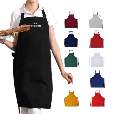 China Apron With Pockets And Adjustable Neck Black Kitchen Coffee Opening Restaurant Cotton Men Women Adjustable Baking Apron for sale