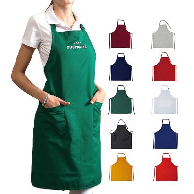 China High Quality Sublimation Eco-Friendly/Durable/Washable 2 Pockets Waterproof Polyester Cotton Kitchen Chef Barber Apron Spun Heavy Duty Black Apron Adjustable for sale