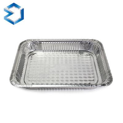 China Food High Temperature 103-105 Size Thickened Rectangular Airline Food Tray Silver Tin Disposable Aluminum Foil Containers With Lid for sale