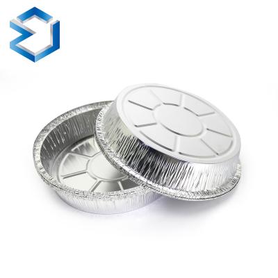 China 7/8/9 Inch Round Food Wrapping Aluminum Foil Containers BBQ Grill Food Serving Tray For American Market for sale