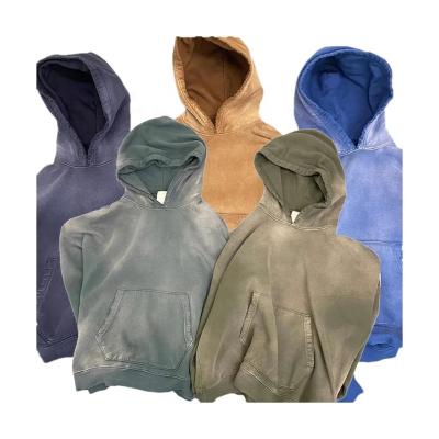 China Other Wholesale custom 100% cotton oversized heavyweight washed vintage sun faded hoodie for men for sale