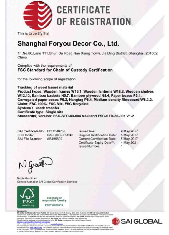 FSC - Shanghai Foryou Decor Co., Ltd.