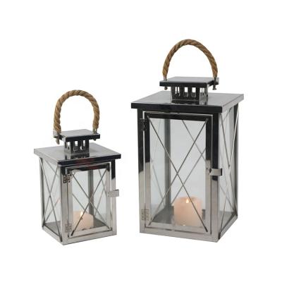 China Stainless Steel 2 Lantern Home Decoration Set For Home Decoration for sale