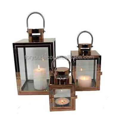 China ECO-frendly ML-1692 Set Of 3 Hurricane Garden Candle Stainless Steel Glass Lantern for sale