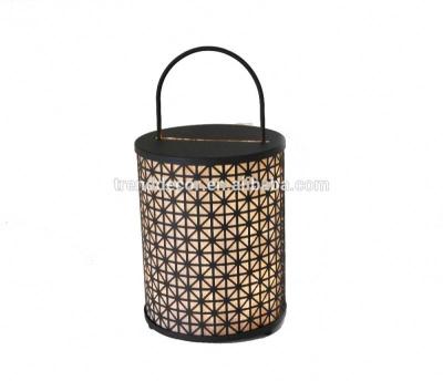 China Home Indoor And Metal Decoration Table Black Lantern With Led Candle Two Size for sale