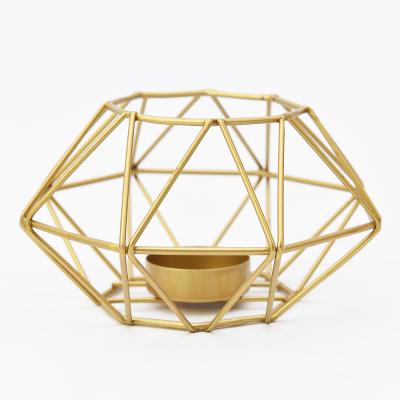 China Home Decor Guaranteed Quality Gold Color Tealight Unique Luxury Wedding Geometric Candle Holder for sale