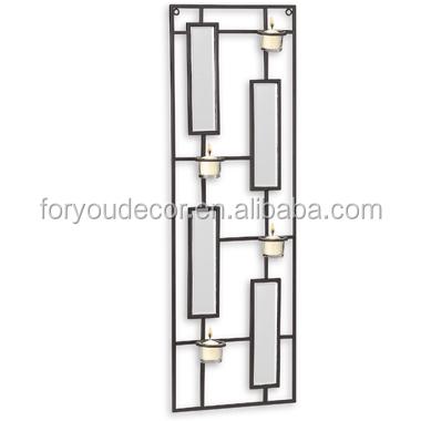 China CH-31110 ECO-frendly modern design wall decoration metal candle holder candle holder with mirrors and four glass cups for sale