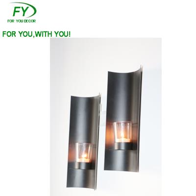 China CH-31697 Home Decoration Set Of 2 Wall Sconce Metal Candle Holder With Clear Glass Cup Home Decoration for sale