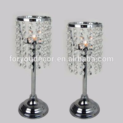 China ECO-frendly Style K5 Modern Crystal Wedding Table Chrome Plated Metal Candle Holder for sale