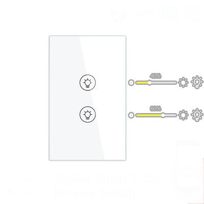 China US Standard 2 Band Flame Retardant Zigbee PC Multi-Channel Dimming Switch WIFI Remote Timing Dimming Smart Switch Support Tuya APP for sale