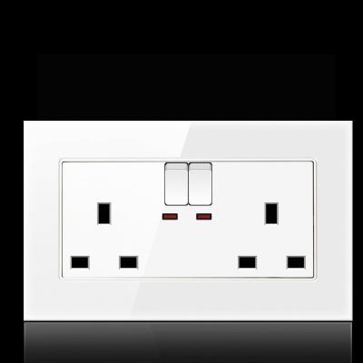 China Residential / General Purpose 13A UK Standard Wall Switch Power Socket Outlet, LED Indicator, 146mm*86mm, On-Off Control for sale