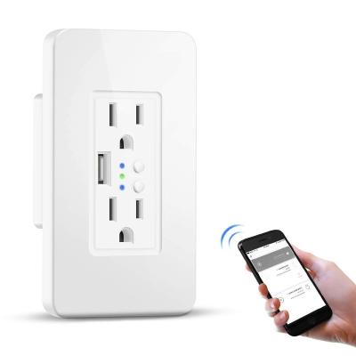 China US Standard Residential/General Purpose WiFi Wall Outlet Smart Socket, Life APP Control Smart Outlets with 2.0 A USB Charger Port, 15A Tamper-Resistant for sale