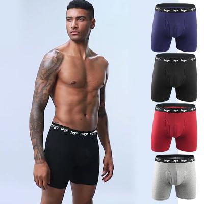 China Antibacterial high quality boxer briefs men's underwear men pack cotton soft open fly long leg underwear for sale