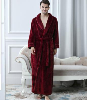 China Thermal Light Soft Touch Cotton Bathrobe Comfortable Men's Long Robe Spa Hotel Fleece Warm Bathrobe Long Robe for sale