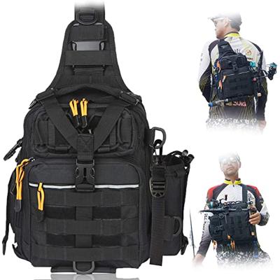 China Fishing Backpack With Rod Holder Gear Bag Sling Bag Fly Fishing Waterproof Custom Size Tackle Bag Fishing for sale