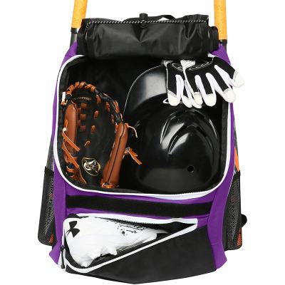 China Baseball Bat Bag For Youth And Adult Catches Bat Helmet Shoes Shoe Compartment Barrier Softball Baseball Backpack Custom Size for sale