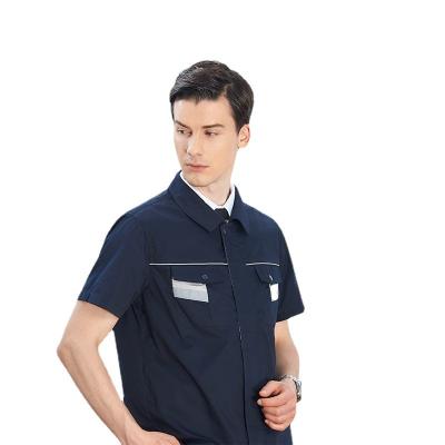 China Acrylic Summer Breathable Short Sleeved Work Clothes Uniform Workwear Customized Anti-Static Work Clothes Printed Embroidered Logo for sale