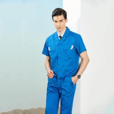 China Acrylic Summer Breathable Short Sleeved Work Clothes Uniform Workwear Customized Anti-Static Work Clothes Printed Embroidered Logo for sale