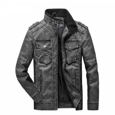 China QUICK DRY Mens Leather Coat Stand Collar Wash Leather Jacket for sale