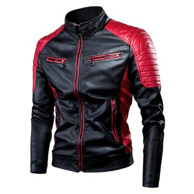 China New Color Matching Men's Leather Jacket QUICK DRY In Autumn And Winter for sale