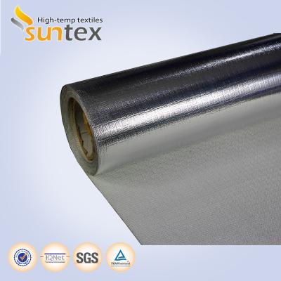 China Hitze-reflektierender silberner Aluminiumfiberglas-Stoff lamellierte Glasfaser-Gewebe für Feuer-Decken zu verkaufen