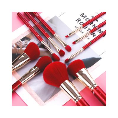 China Professional Soft Christmas Hair Vegan Red Private Label Makeup Brush Set for sale