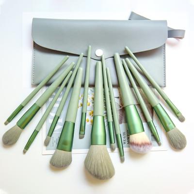 China Soft Warm Wooden Soft Pad Brush Wooden Premium Private Label Vegan Makeup 13pcs Handle Cosmetic Brushes for sale