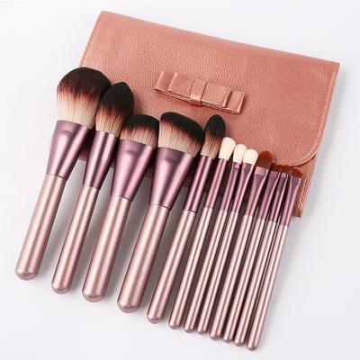 China Pack 12pcs private label soft neutral makeup brushes professional veganl make up cosmetic brush set for sale